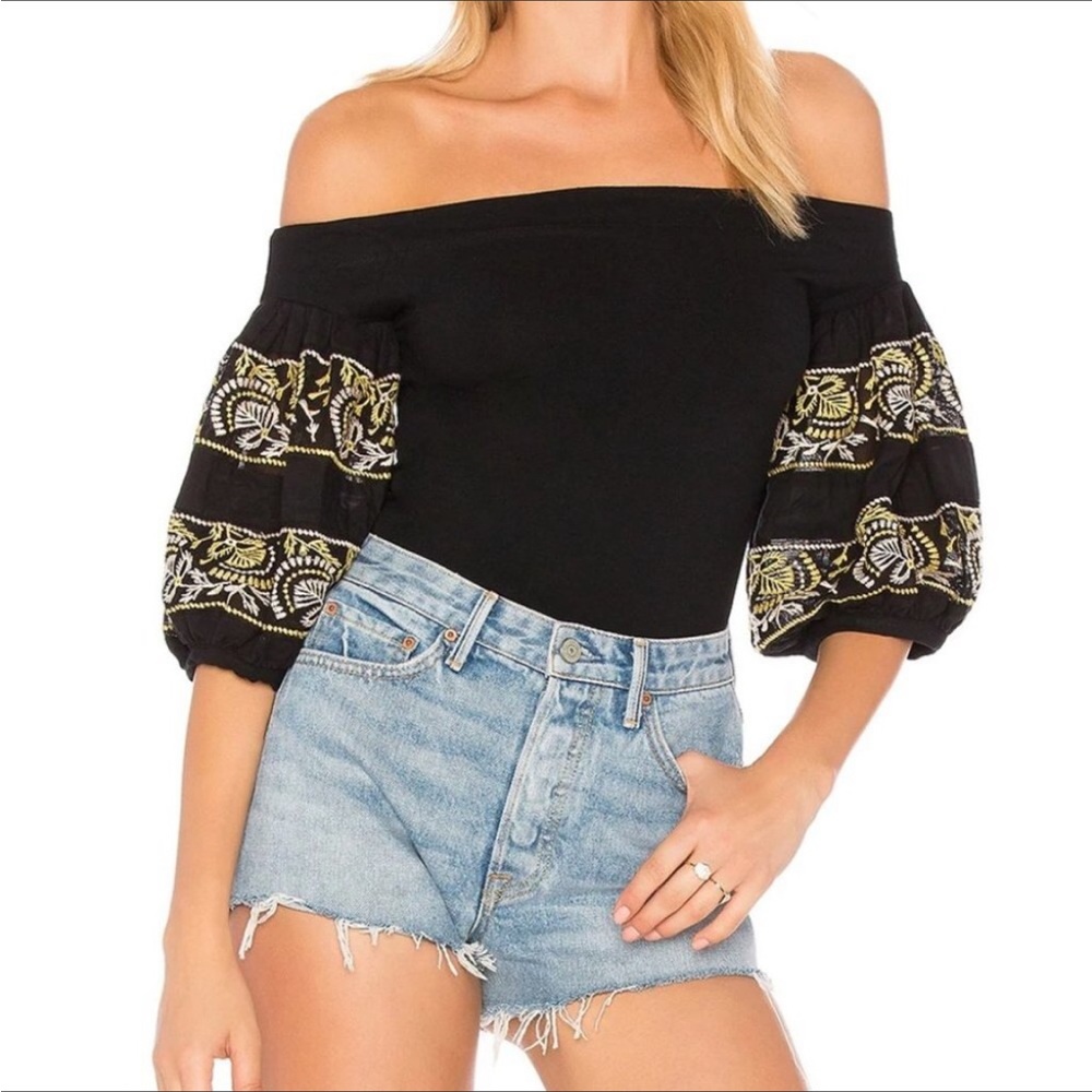 Free People Rock with It black off the shoulder top